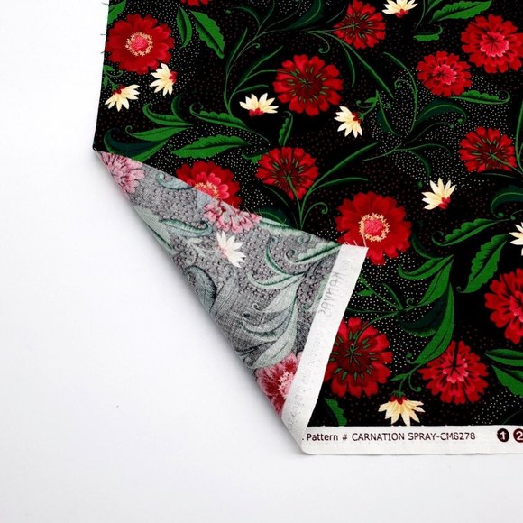 Carnation Spray Fat Quarter Fabric Square 100% Cotton 18" x 21" Minimum Kanvas - Picture 6 of 7